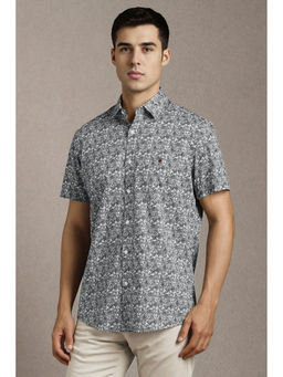 Louis Philippe - Men Black Print Half Sleeves Casual Shirt