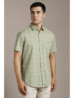 Louis Philippe - Men Light Green Print Half Sleeves Casual Shirt