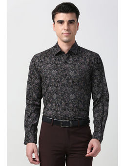 Peter England - Men Black Regular Fit Full Sleeves Formal Shirt