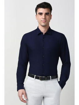 Peter England - Men Navy Blue Regular Fit Full Sleeves Formal Shirt