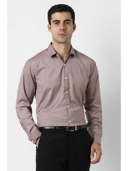 Van Heusen - Men Beige Solid Full Sleeves Formal Shirt