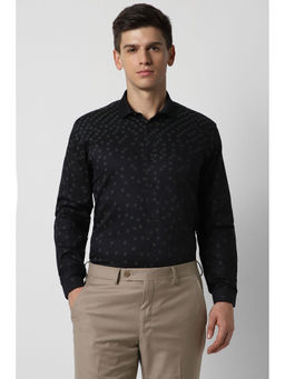 Van Heusen - Men Black Print Full Sleeves Party Shirt
