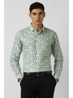 Van Heusen - Men Green Print Full Sleeves Party Shirt