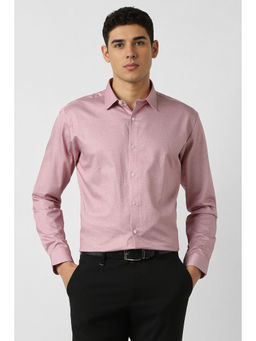 Van Heusen - Men Pink Textured Full Sleeves Party Shirt