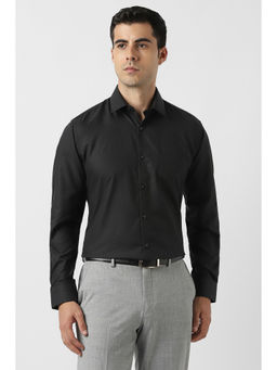 Van Heusen - Men Black Textured Full Sleeves Formal Shirt