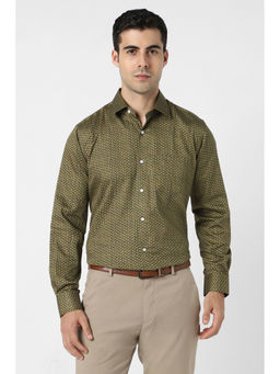 Van Heusen - Men Olive Print Full Sleeves Formal Shirt