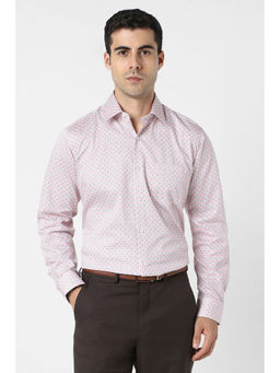 Van Heusen - Men Pink Print Full Sleeves Formal Shirt