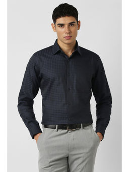 Van Heusen - Men Black Check Full Sleeves Formal Shirt