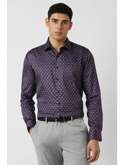 Van Heusen - Men Purple Print Full Sleeves Formal Shirt