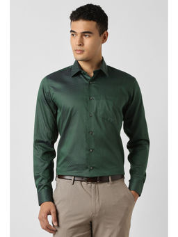 Van Heusen - Men Green Print Full Sleeves Wedding Shirt