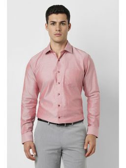 Van Heusen - Men Pink Textured Full Sleeves Wedding Shirt