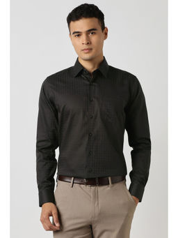 Van Heusen - Men Black Check Full Sleeves Formal Shirt