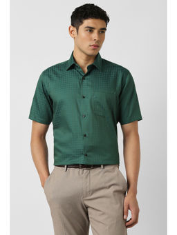 Van Heusen - Men Green Checks Half Sleeves Formal Shirt