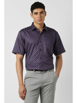 Van Heusen - Men Purple Print Half Sleeves Wedding Shirt