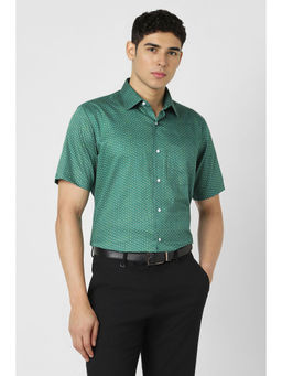 Van Heusen - Men Green Print Half Sleeves Wedding Shirt