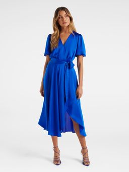 Forever New - Navy Blue Midi Dress with Belt (Set of 2)