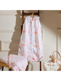 Softsens Baby - Little Dreamers Super Soft Muslin White & Pink 4-Layer Sleep Bag