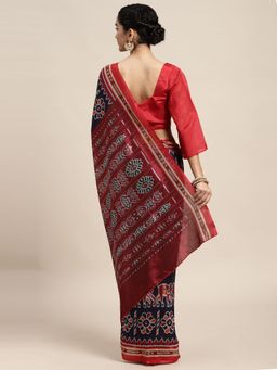 Sareemall - Bhagalpuri Silk Blue Printed Celebrity Saree With Unstitched Blouse