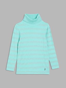 Elle Kids - Girls Striped Sea Green Sweater