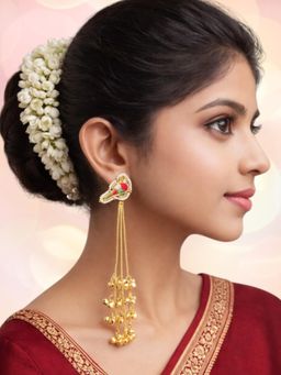 OOMPH - Multi-Color Long Kashmiri Bird Khidiya Theme Earrings