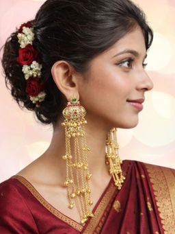 OOMPH - Multi-Color Long Kashmiri Ghungroo Detailing Dangler Earrings