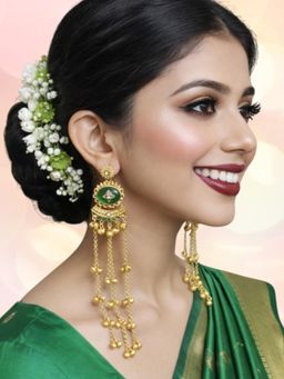OOMPH - Women Green Long Kashmiri Ghungroo Drop Earrings