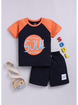 Toonyport - 100% Cotton Printed T-Shirt with Shorts Orange (Set of 2)