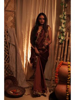 Forreal - Bhumi Maroon Saree with Unstitched Blouse