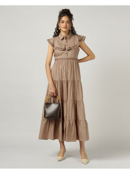 Sands of India - Mocha 4-Tier Long Maxi Dress for Women