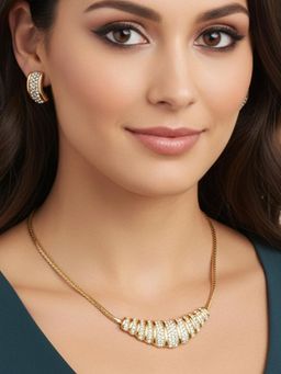 Estele - Gold Plated Solitaire Jewellery Set with Austrian Crystals for Women