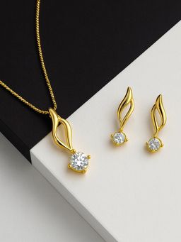 Estele - Gold Plated Solitaire Necklace Set for Women