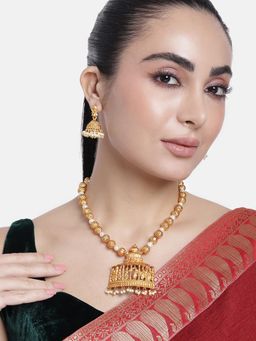 Estele - Gold Plated Enchanting Natyakala Art Nakshi Temple Necklace Set for Women