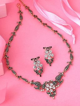 Estele - Gold Plated Blaze Designer Necklace Set with Crystals for Women