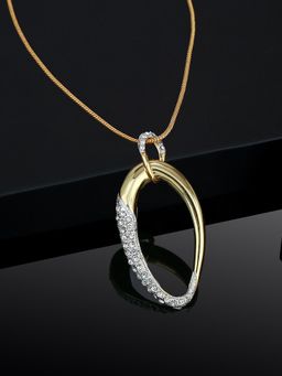 Estele - Gold Plated Loop Designer Pendant with Austrian Crystals for Women