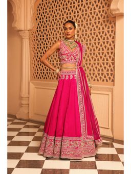 Sheetal Batra - Ilma Hot Pink Lehenga with Blouse and Dupatta (Set of 3)