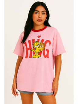 The Clothing Factory - Pink Garfield Hug Oversized T-shirt