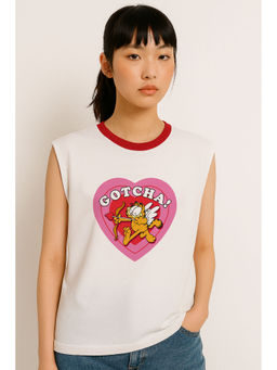 The Clothing Factory - White Garfield Gotcha! Sleeveless T-shirt