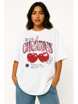 The Clothing Factory - White Cherries Oversized T-shirt