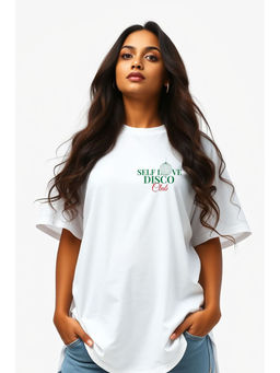 The Clothing Factory - White Self Love Disco Club Oversized T-shirt