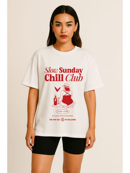 The Clothing Factory - White Slow Sunday Chill Club Oversized T-shirt