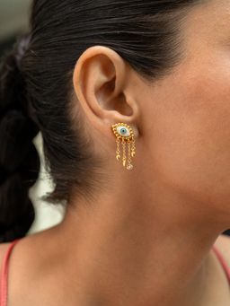 Shaya by CaratLane - 925 Silver Shaya by CaratLane Kismet Evil Eye Dangler Earrings in Gold Plated