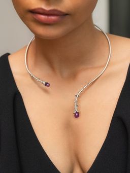 Shaya by CaratLane - Purple Oxidised Vestita Bloom Necklace in 925 Silver