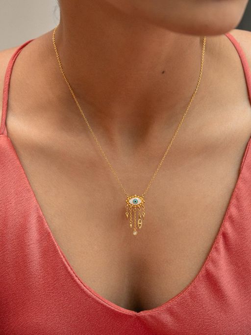Buy Shaya by CaratLane Kismet Evil Eye Tassel Necklace in Gold