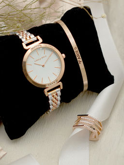 Joker and Witch - Joker & Witch White Stainless Steel Watch and Bracelet With Ring (Set of 3)