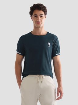 U.S. POLO ASSN. - Green Men's Solid Slim Fit Active T-Shirt