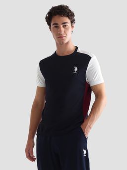 U.S. POLO ASSN. - Navy Blue Men's Colourblocked Slim Fit Active T-Shirt