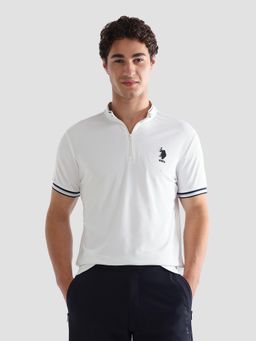 U.S. POLO ASSN. - White Men's Solid Slim Fit Active Polo T-Shirt