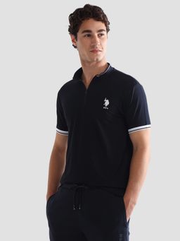 U.S. POLO ASSN. - Navy Blue Men's Solid Slim Fit Active Polo T-Shirt