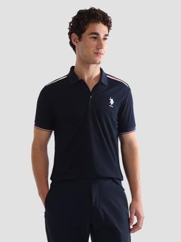 U.S. POLO ASSN. - Navy Blue Men's Solid Slim Fit Active Polo T-Shirt