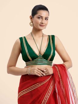 Binks - Ahana X Tyohaar Green Sleeveless FlexiFit Stitched Blouse